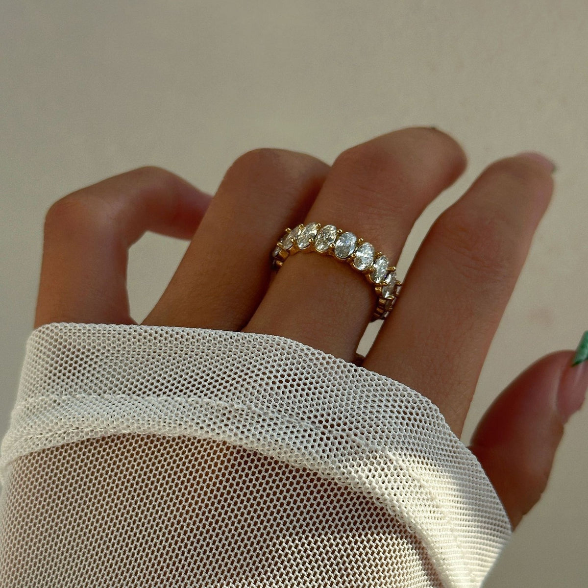 Classy Emerald & Zirconia Eternity Ring