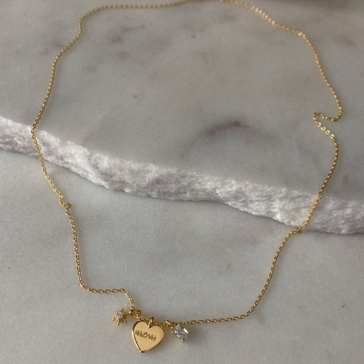 Dainty Mom Heart Charm Necklace