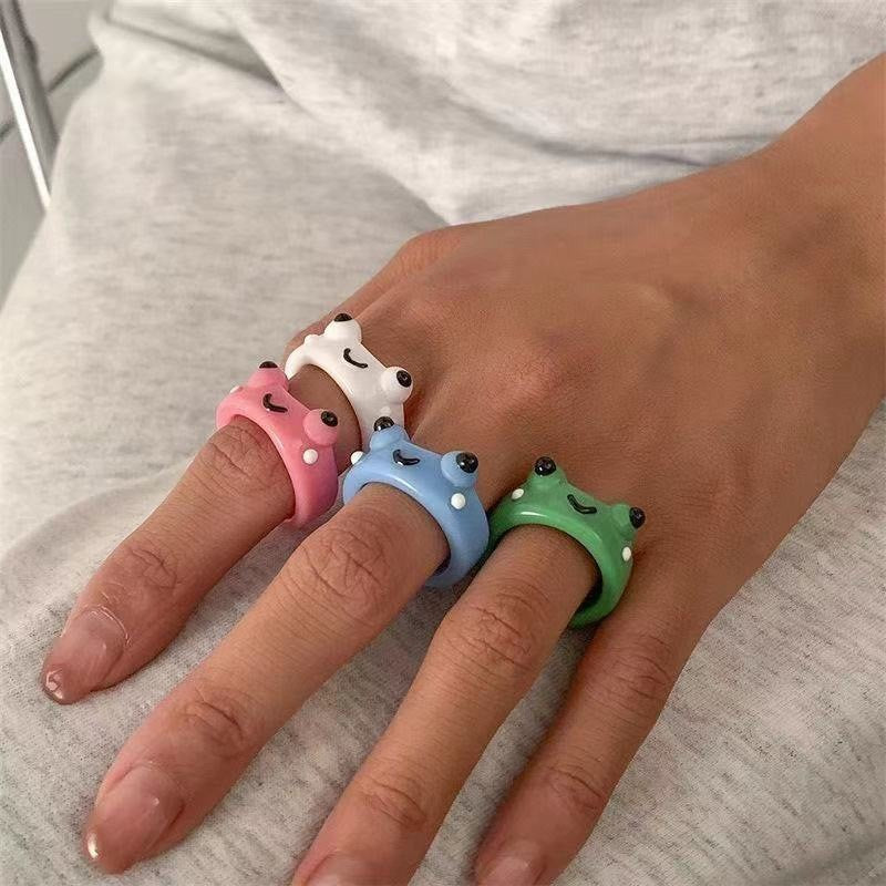 Playful Cartoon Frog Resin Ring