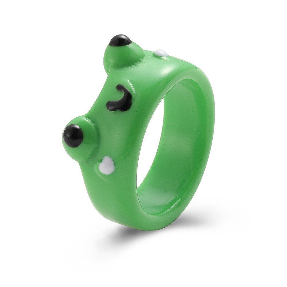 Playful Cartoon Frog Resin Ring