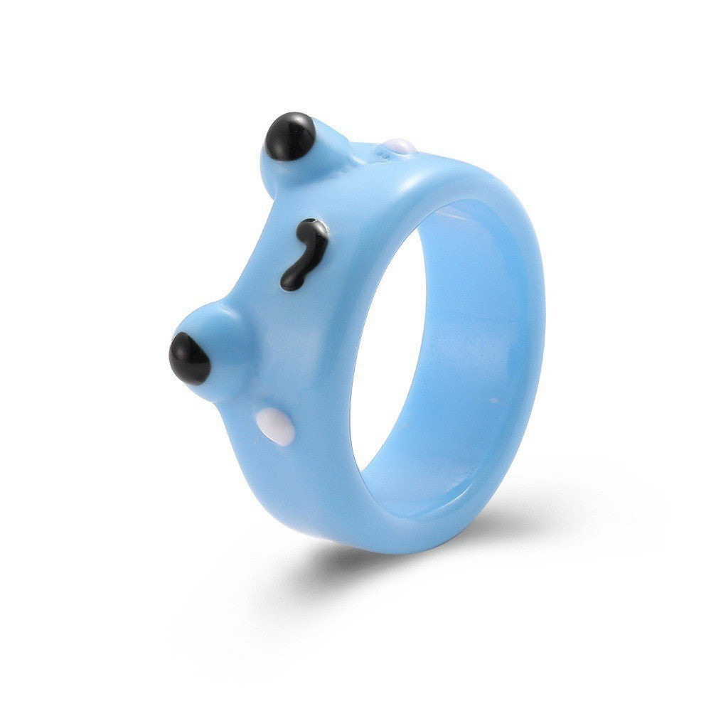 Playful Cartoon Frog Resin Ring