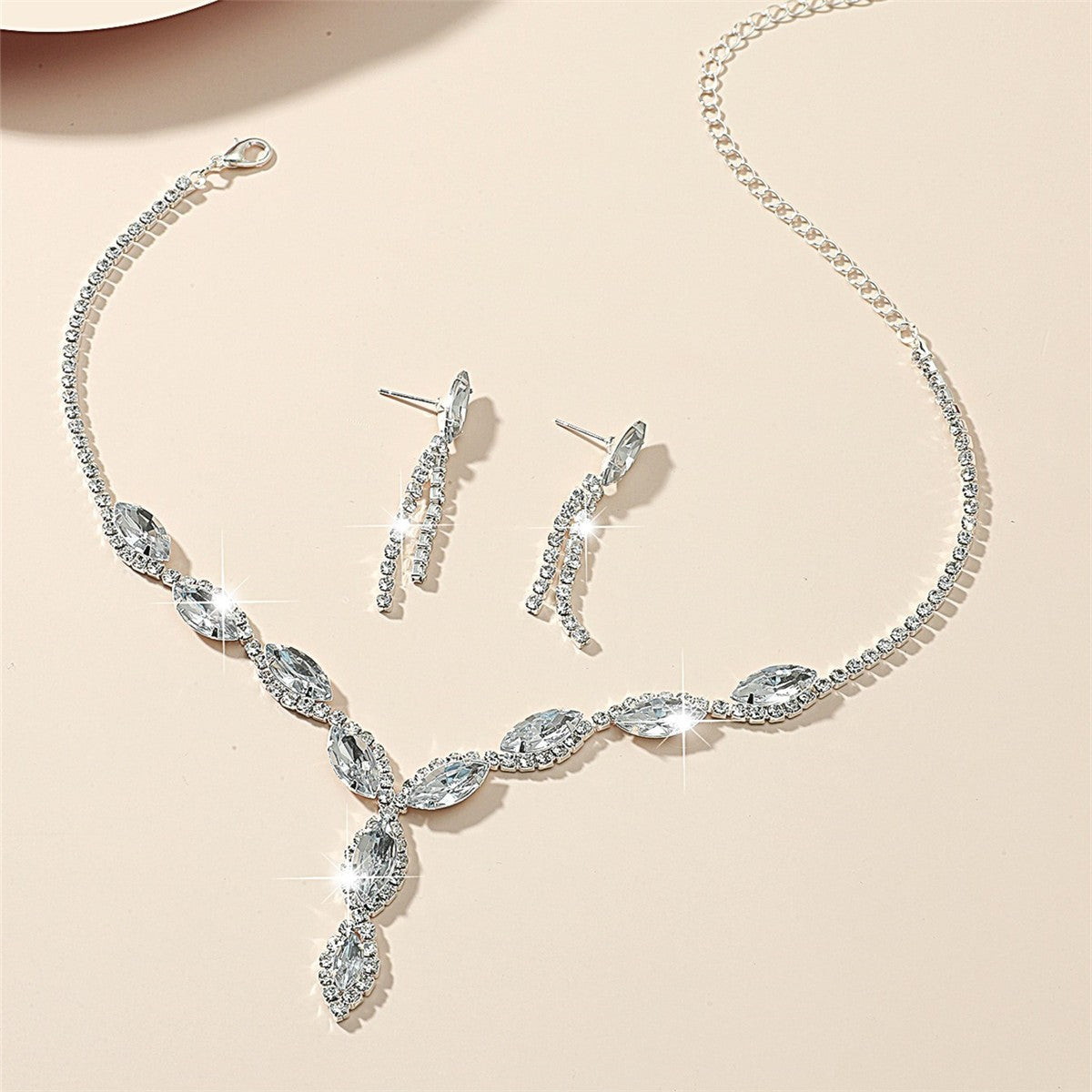 Classy Purple Marquise Necklace & Earring Set