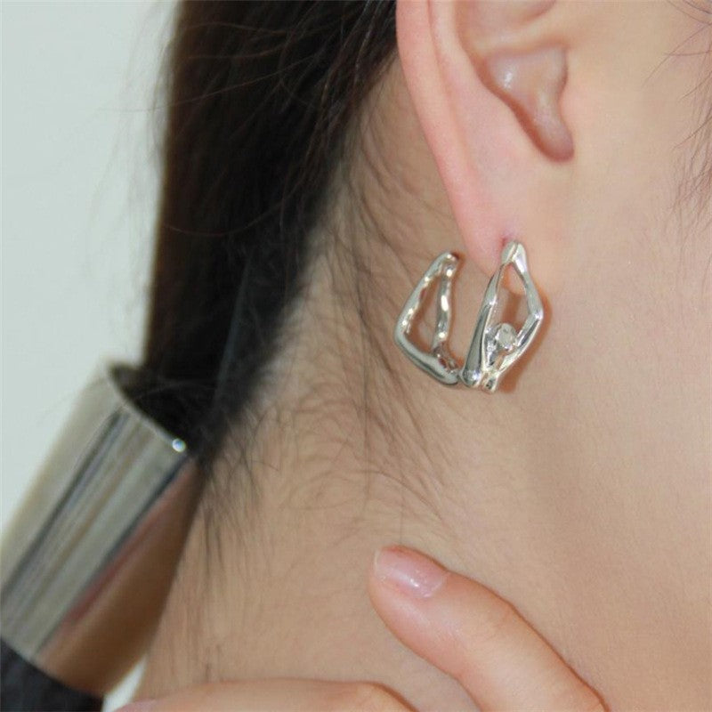 Edgy 3D Figure Hoop Earrings