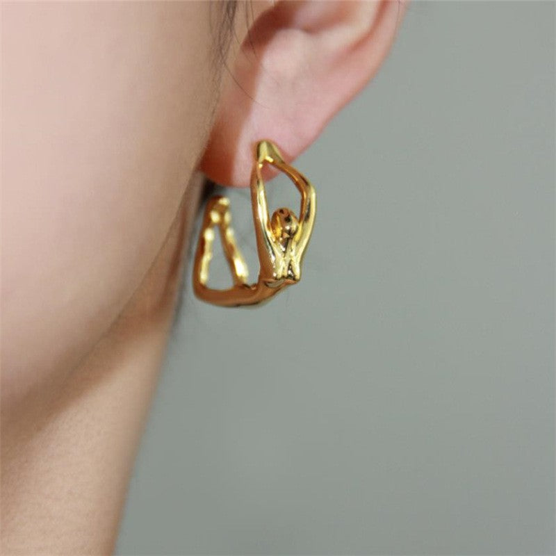 Edgy 3D Figure Hoop Earrings