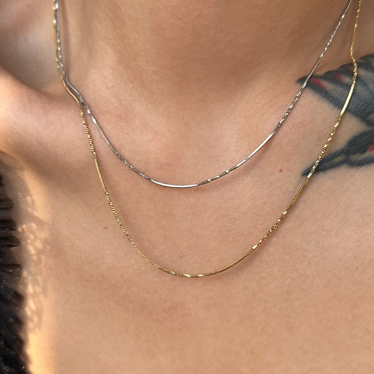 Dainty Layered Twisted Snake Chain Necklace