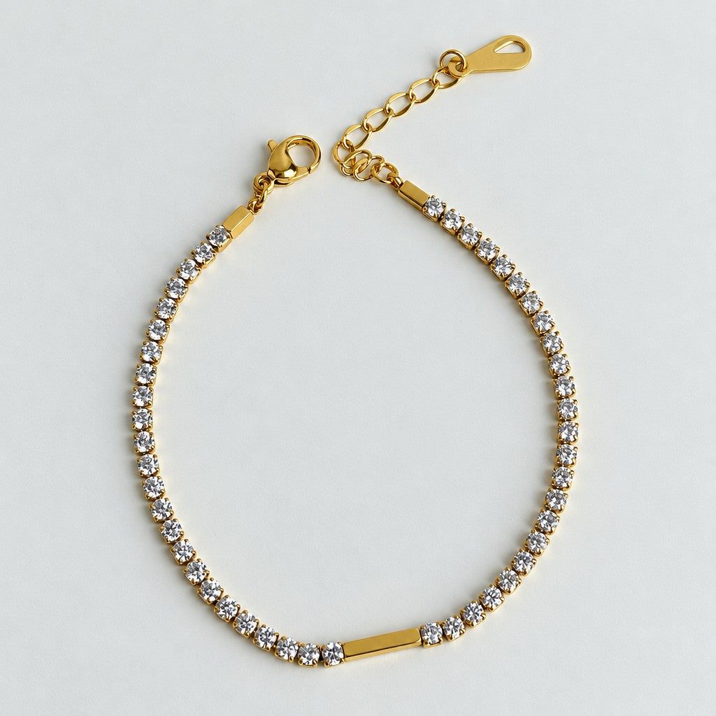 18k Dainty Bar Tennis Anklet