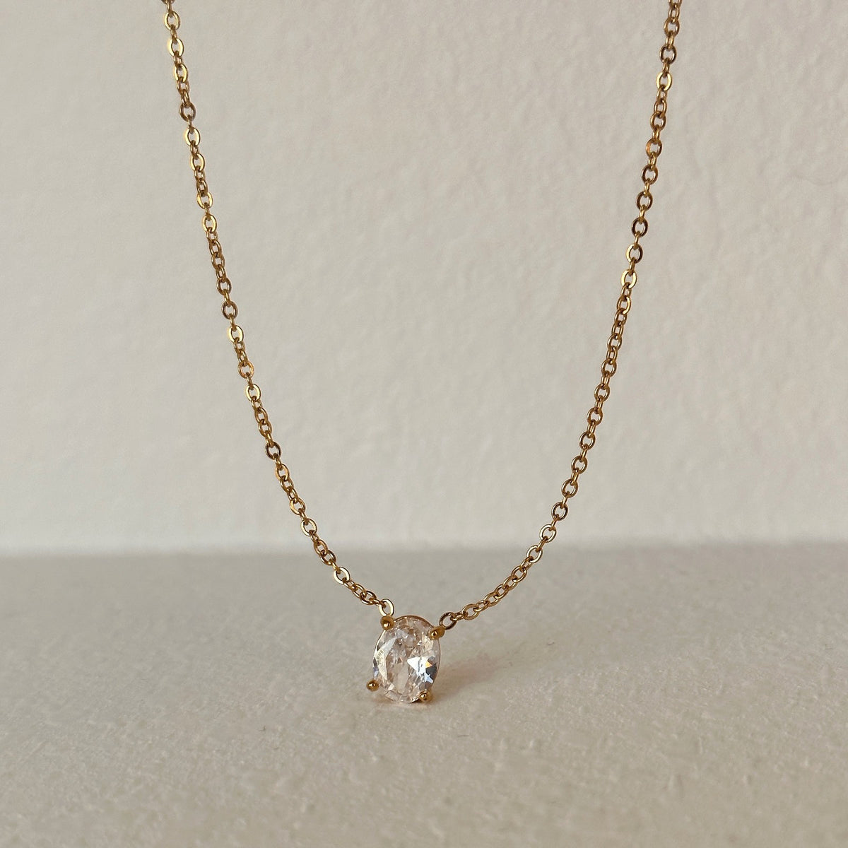Vintage Layered Oval Zirconia Necklace
