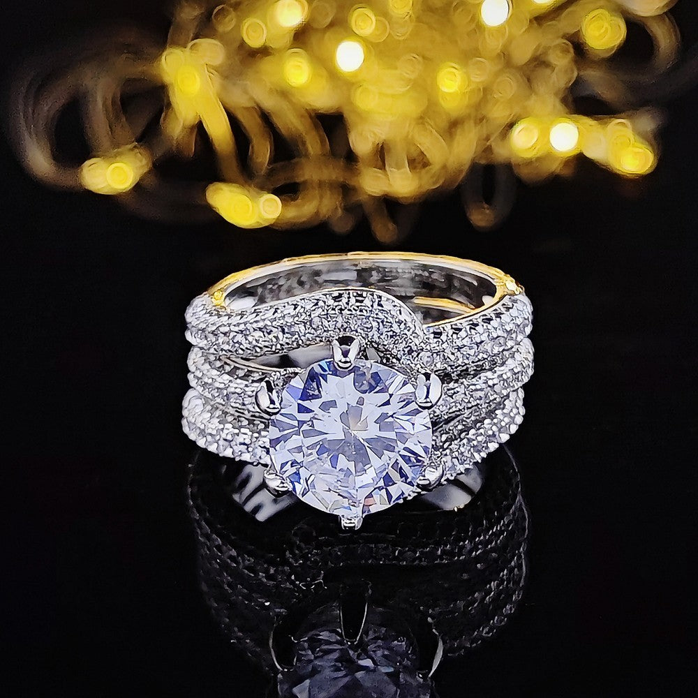 Classy Round Zirconia 3pc Ring Set