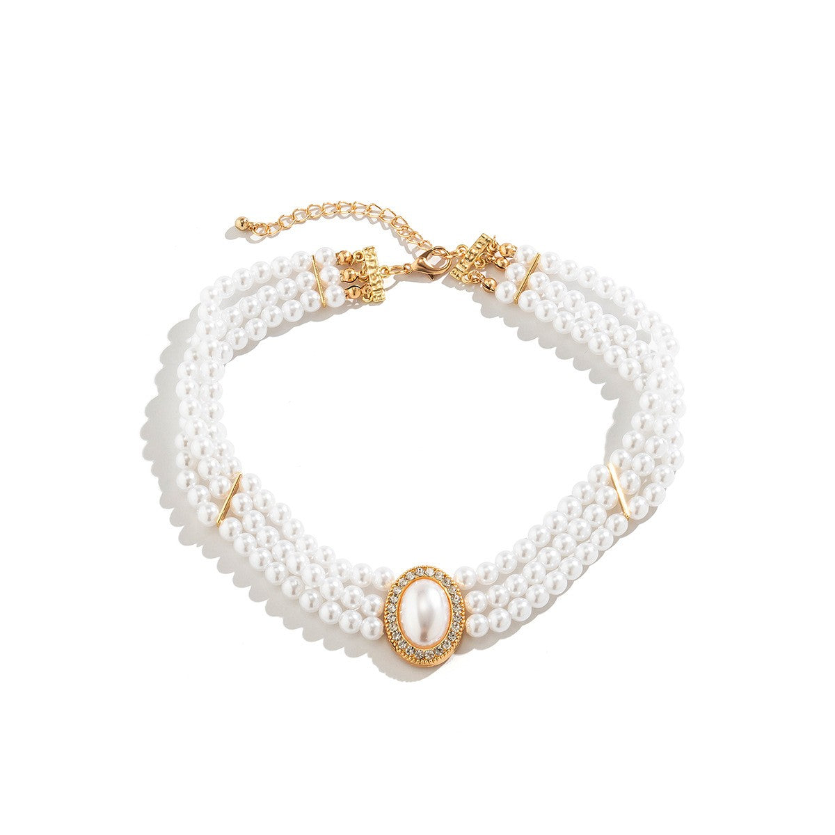 Classy Vintage Oval Pearl Choker Necklace