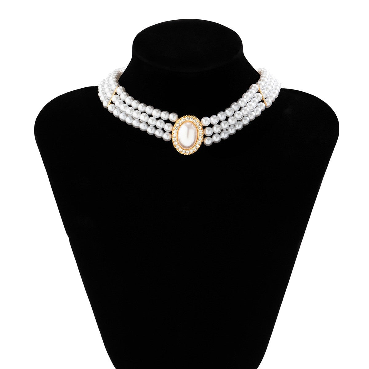 Classy Vintage Oval Pearl Choker Necklace