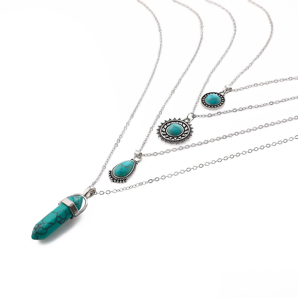 Boho Vintage Turquoise Multi-Layer Necklace