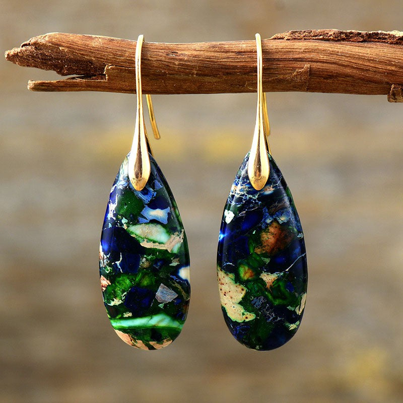 Boho Mosaic Stone Teardrop Earrings