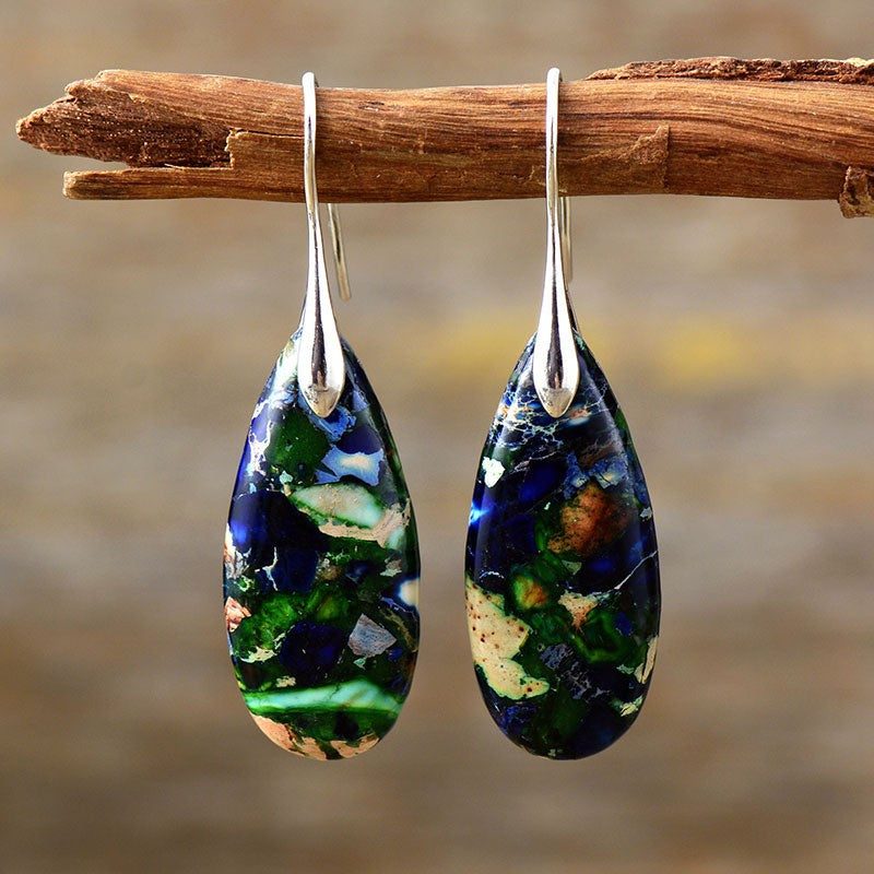 Boho Mosaic Stone Teardrop Earrings