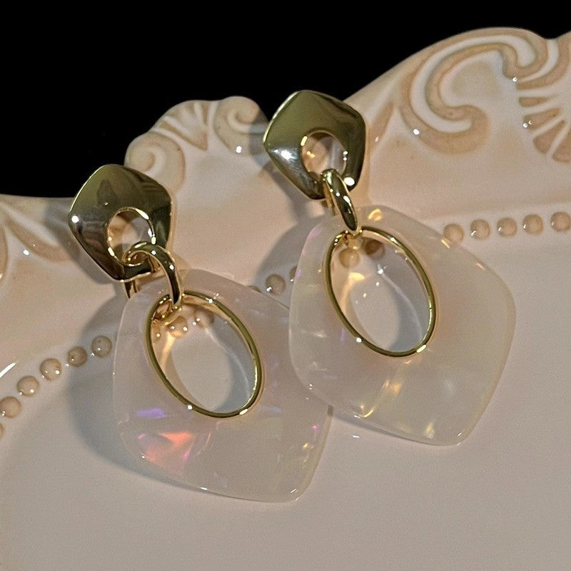 Classy Iridescent Geometric Acrylic Dangle Earrings