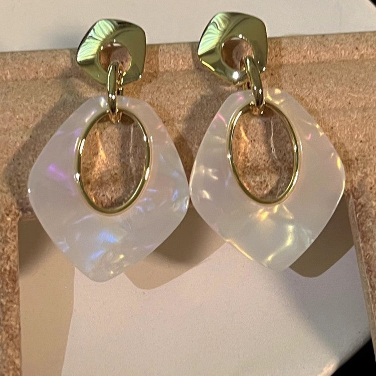Classy Iridescent Geometric Acrylic Dangle Earrings