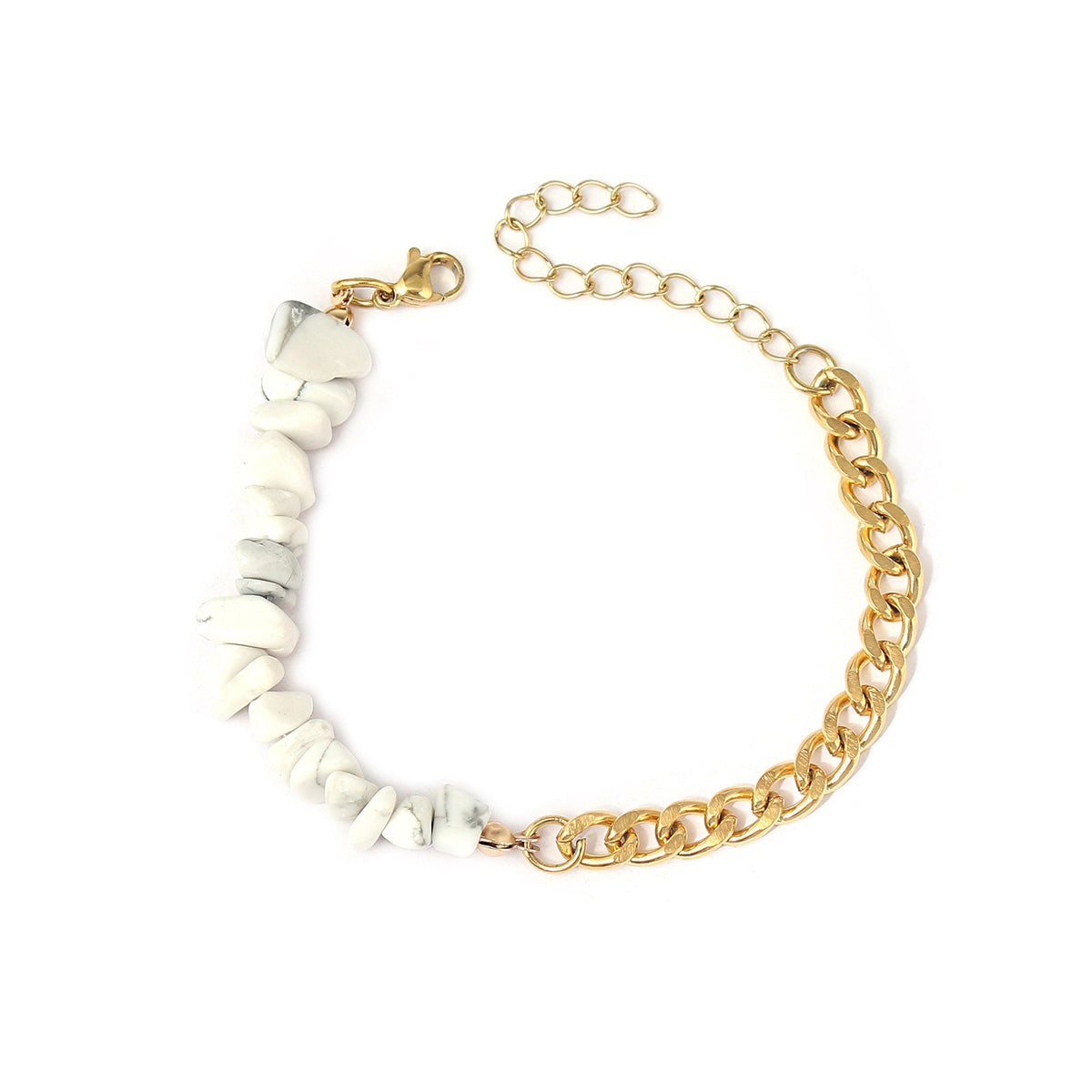 Boho Natural Stone Chip Cuban Bracelet