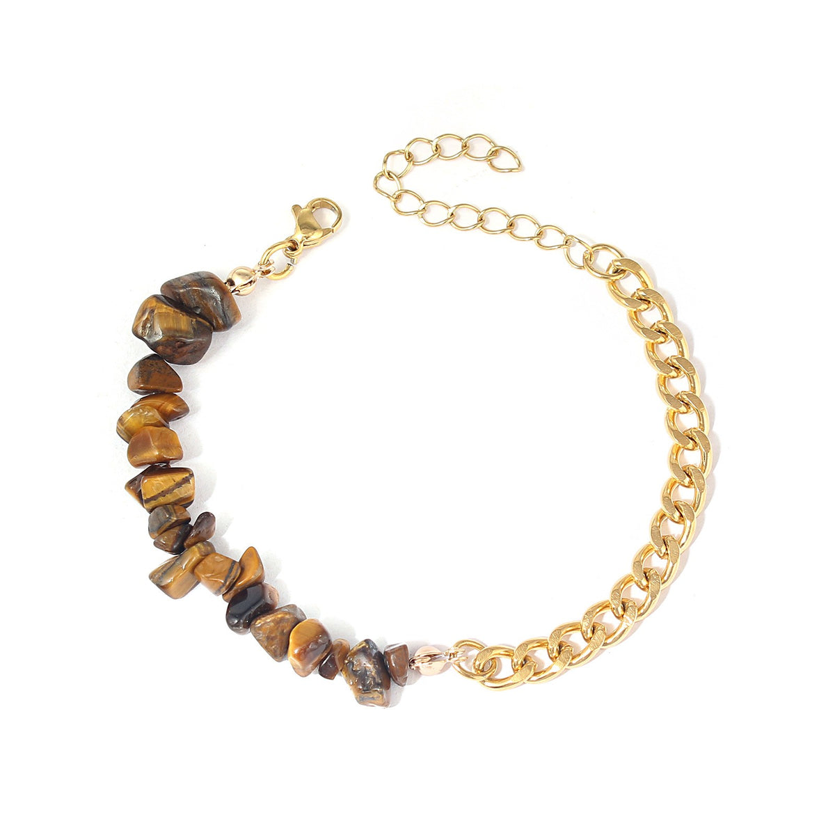 Boho Natural Stone Chip Cuban Bracelet