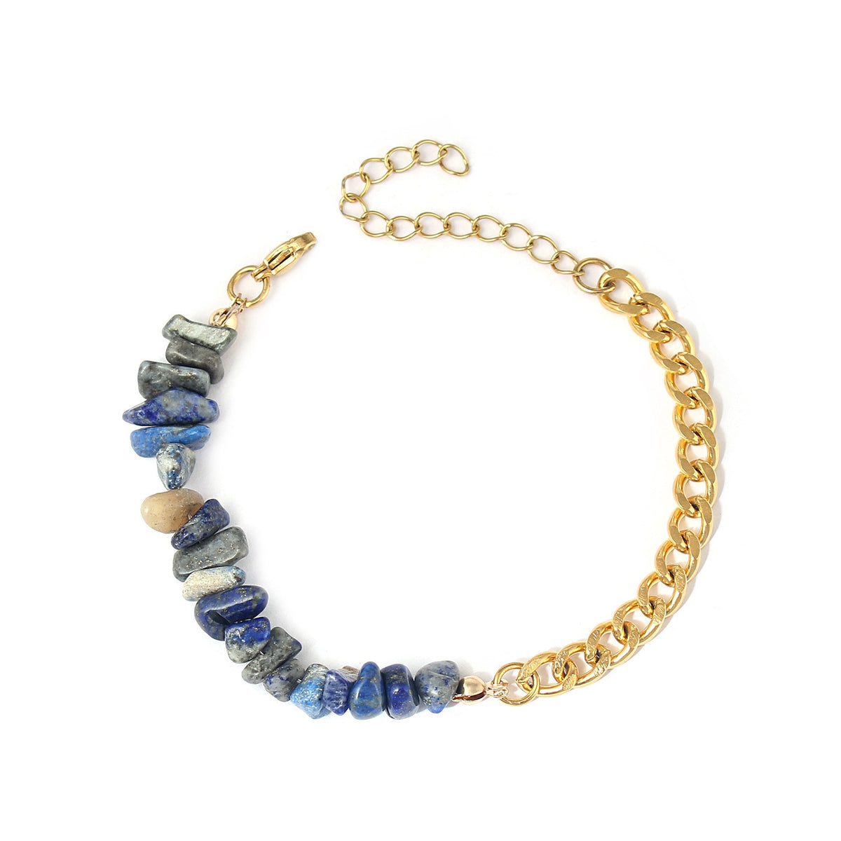 Boho Natural Stone Chip Cuban Bracelet