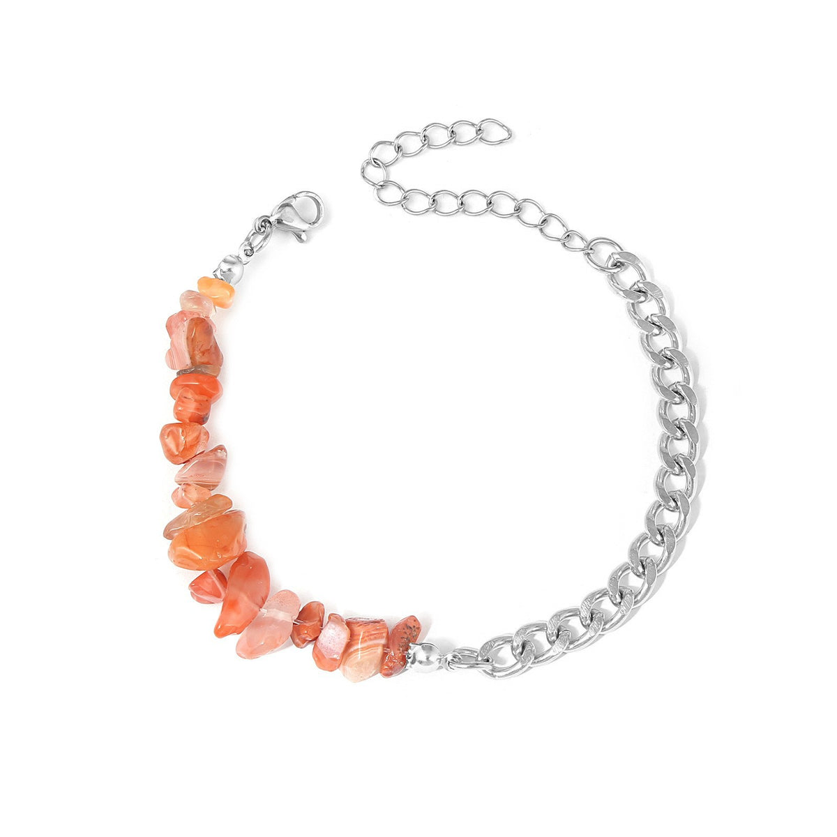 Boho Natural Stone Chip Cuban Bracelet