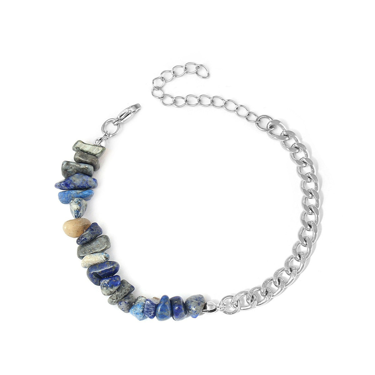 Boho Natural Stone Chip Cuban Bracelet