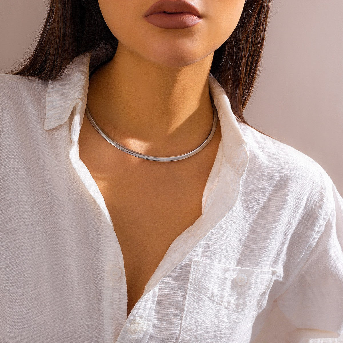 Classy Polished Geometric Collar Necklace