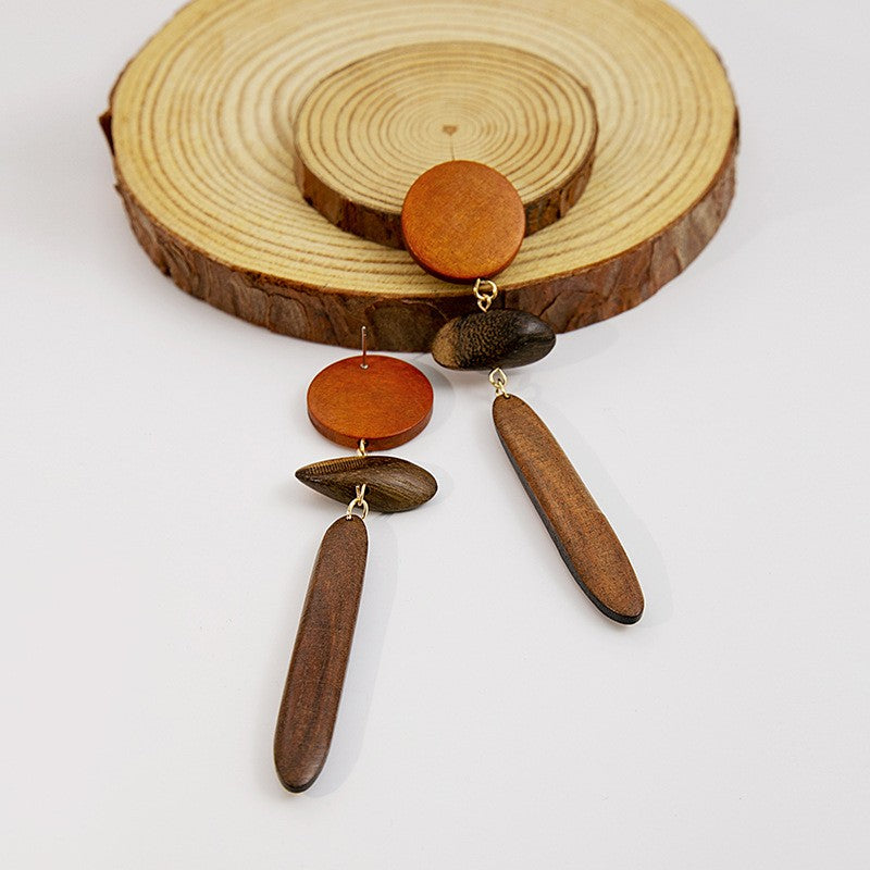 Boho Vintage Mixed Wood Earring Set