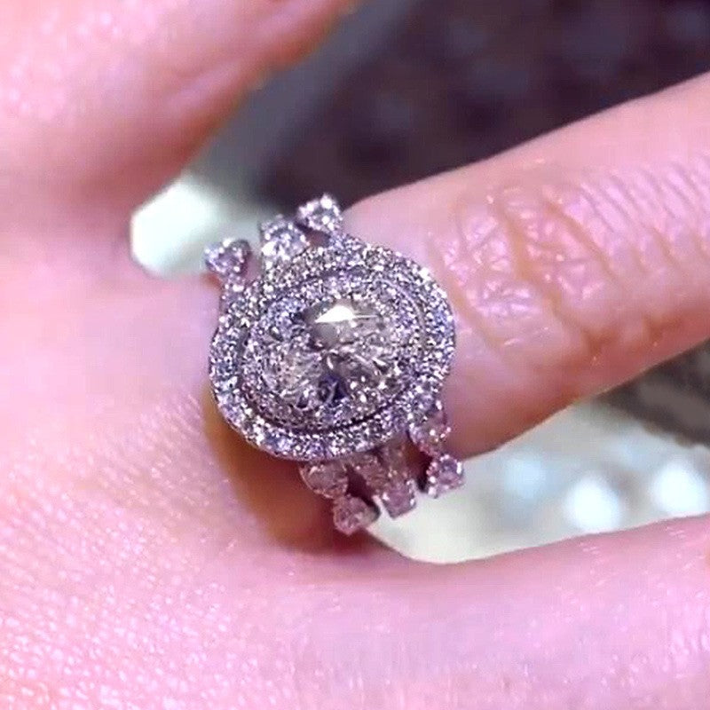 Classy Oval Zirconia 2pc Ring Set