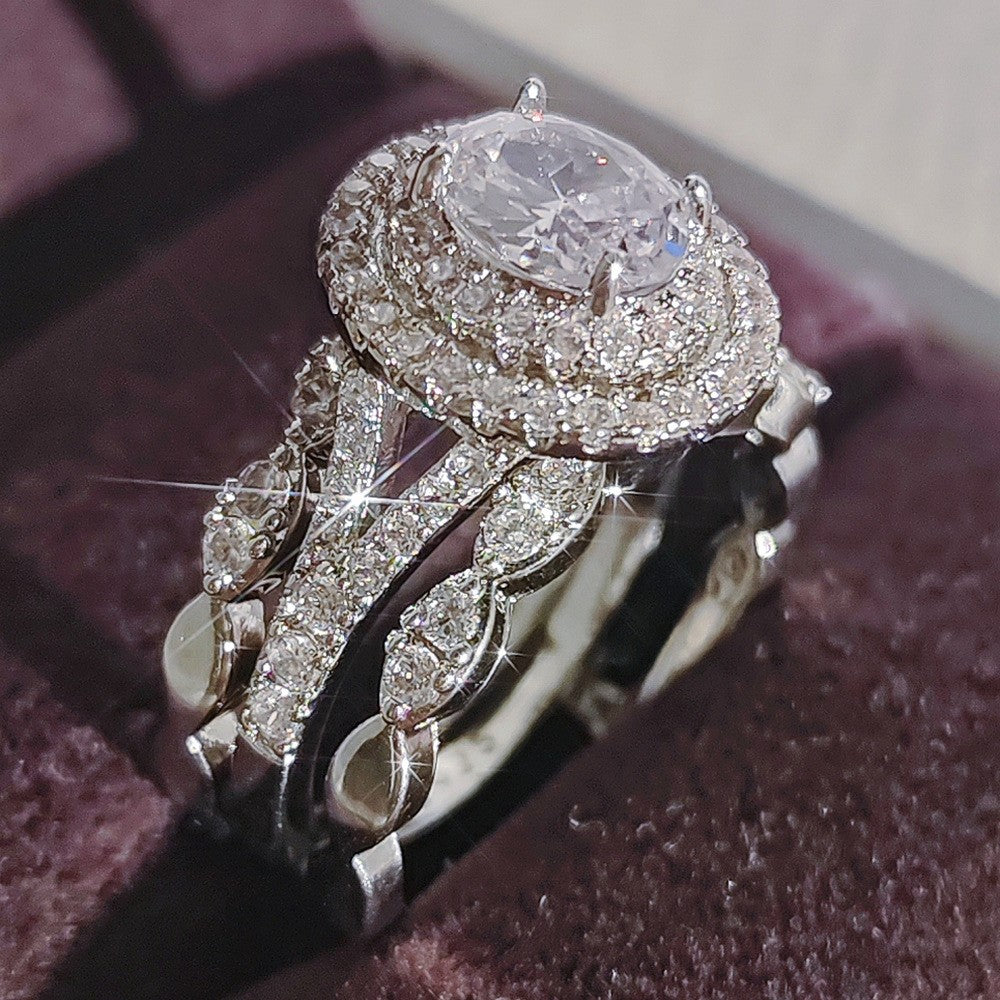 Classy Oval Zirconia 2pc Ring Set