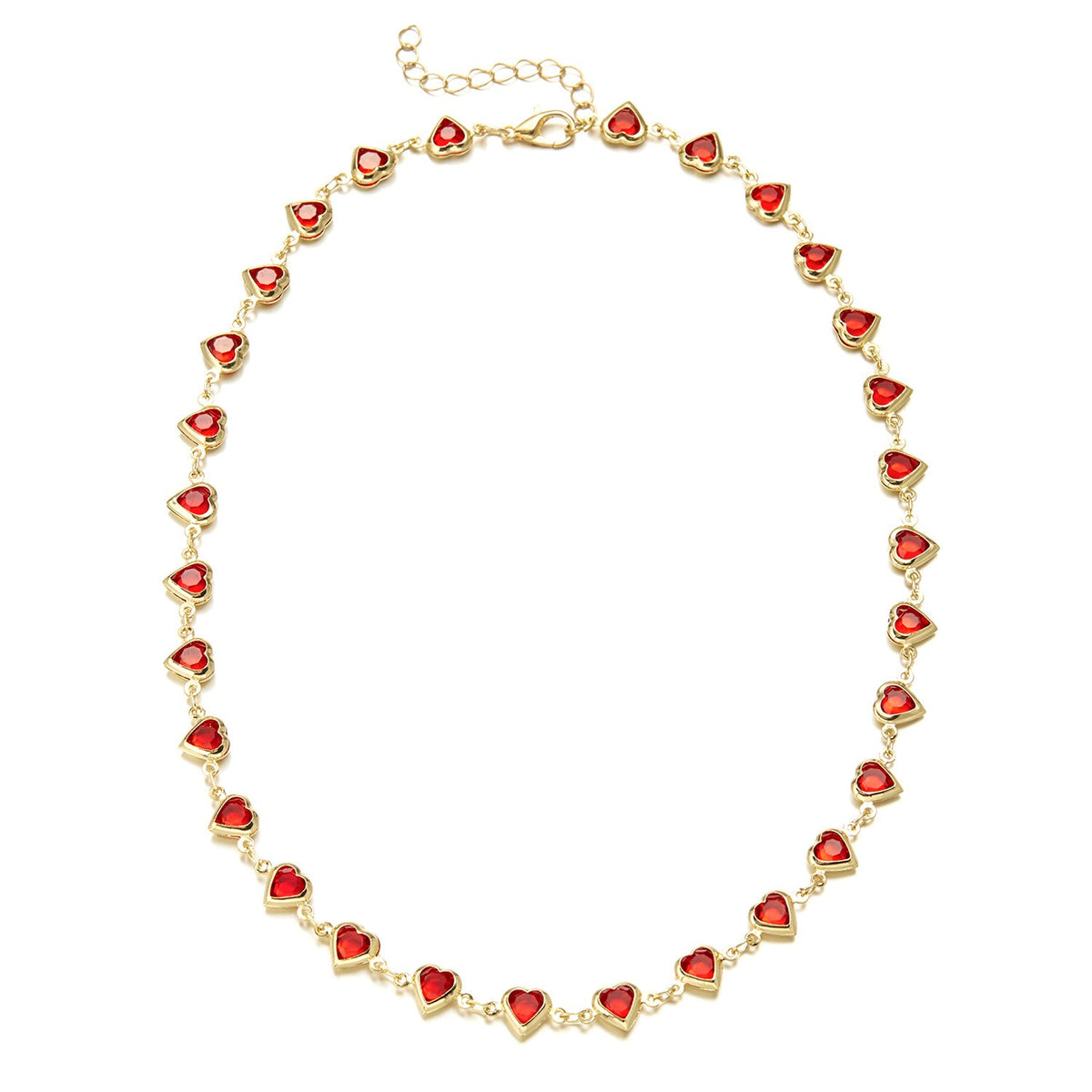 Dainty Multi-Color Heart Necklace and Bracelet Set
