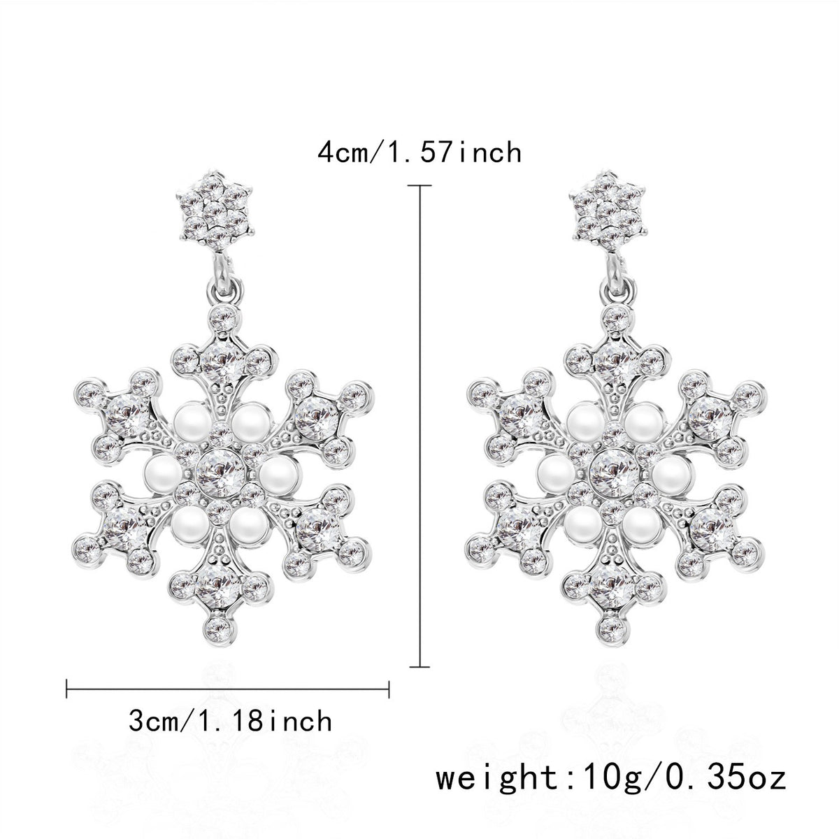 Festive Red Green Snowflake Stud Earrings