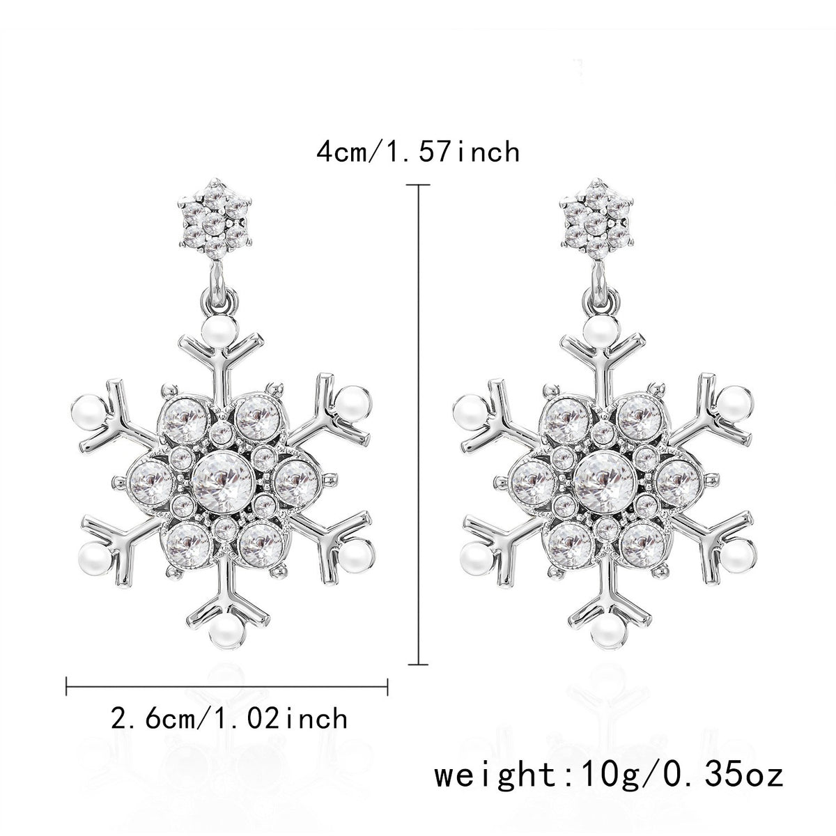 Festive Red Green Snowflake Stud Earrings