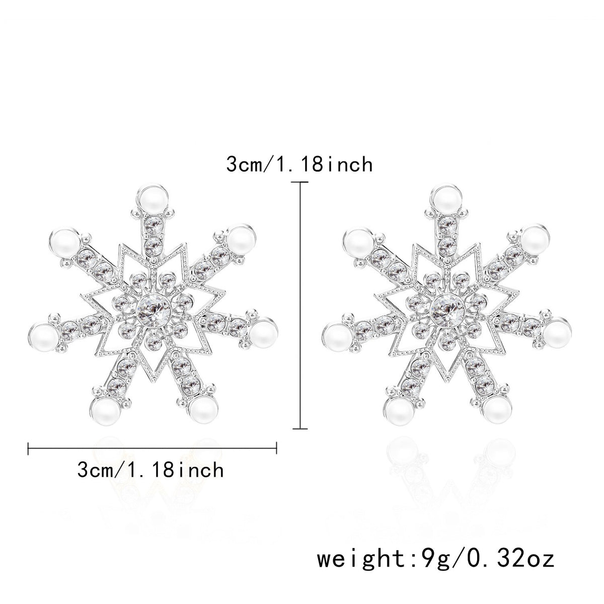 Festive Red Green Snowflake Stud Earrings
