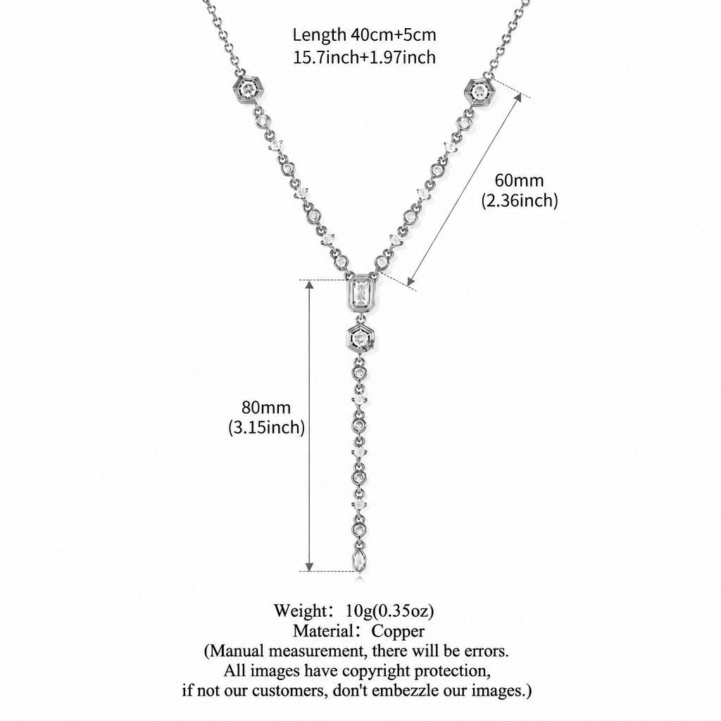 Dainty Geometric CZ Y-Necklace