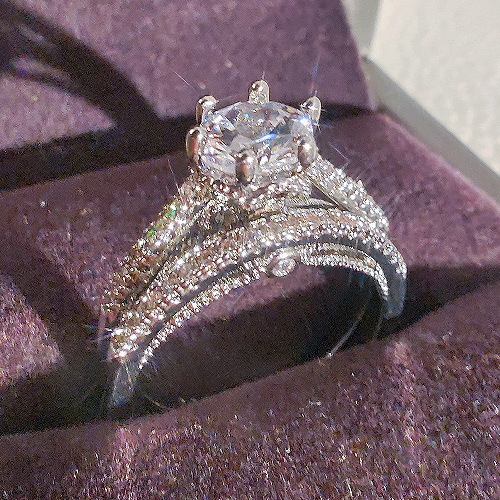 Classy Paved Zirconia Bridal Ring Set