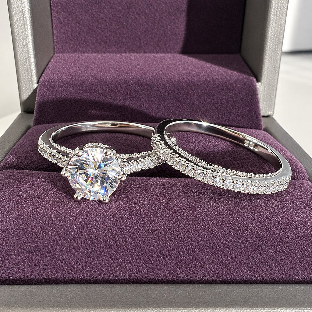 Classy Paved Zirconia Bridal Ring Set