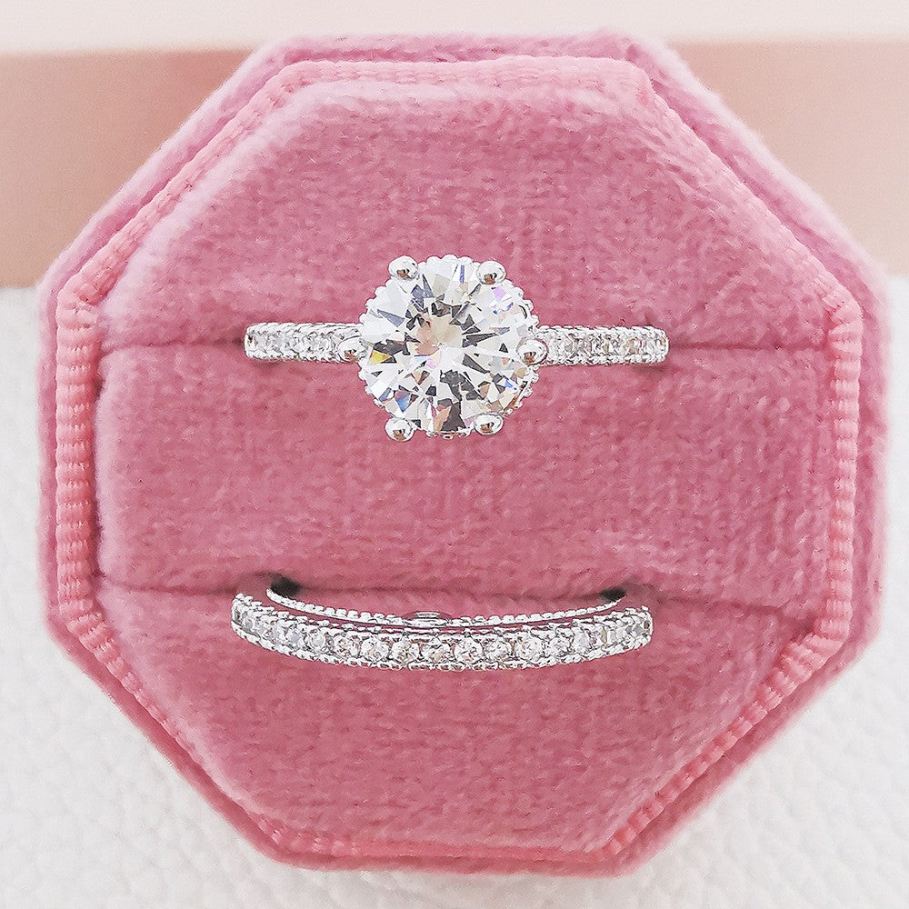 Classy Paved Zirconia Bridal Ring Set