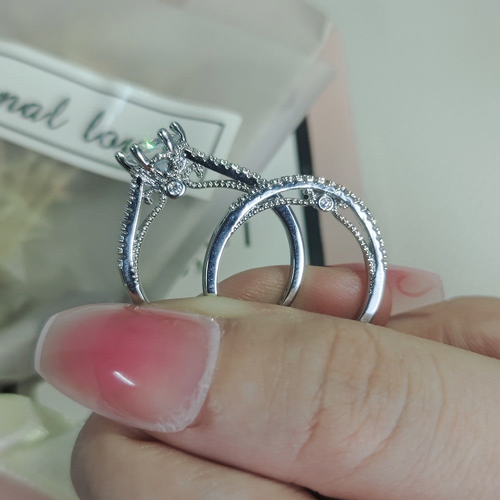 Classy Paved Zirconia Bridal Ring Set