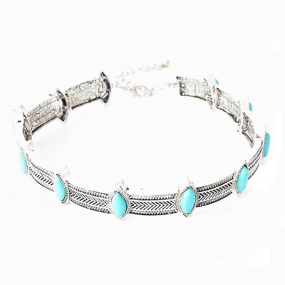 Vintage Boho Turquoise Collar Necklace