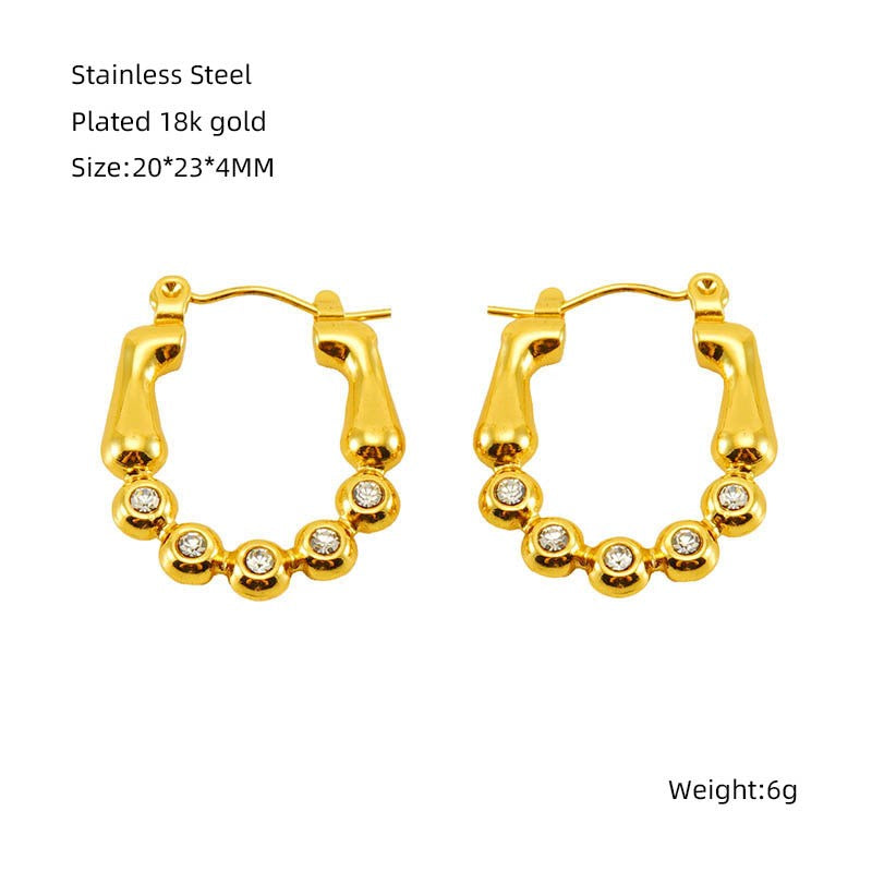 Dainty Zircon Beaded Hoop Earrings