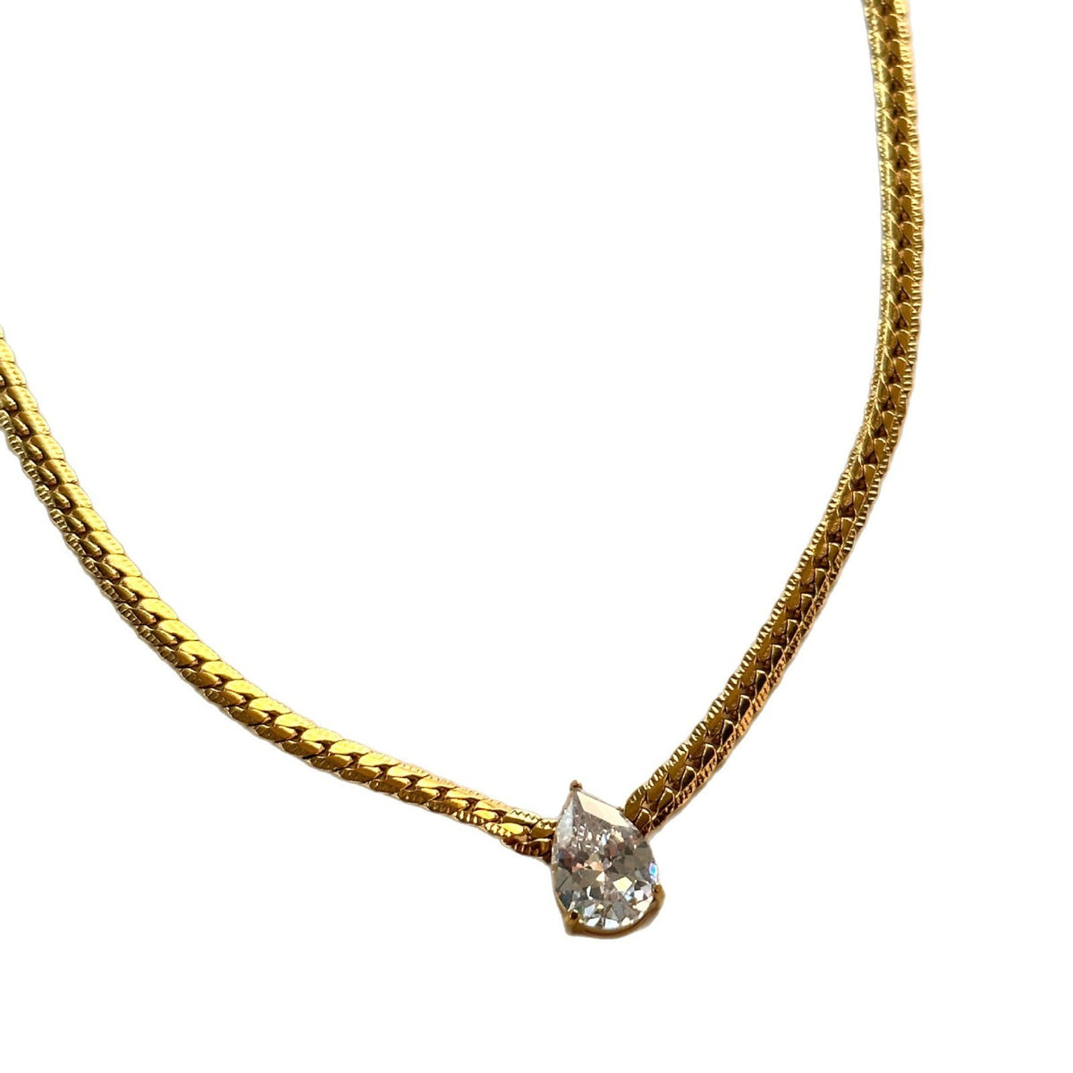 Vintage Pear Cut Herringbone Necklace