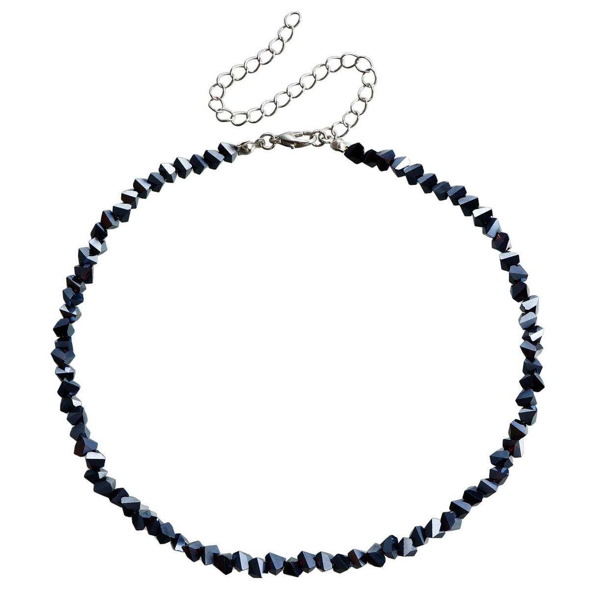 Classy Black Crystal Chip Choker Necklace