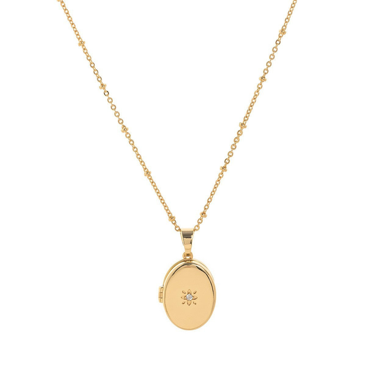 Vintage Celestial Moonstone Square Locket Necklace