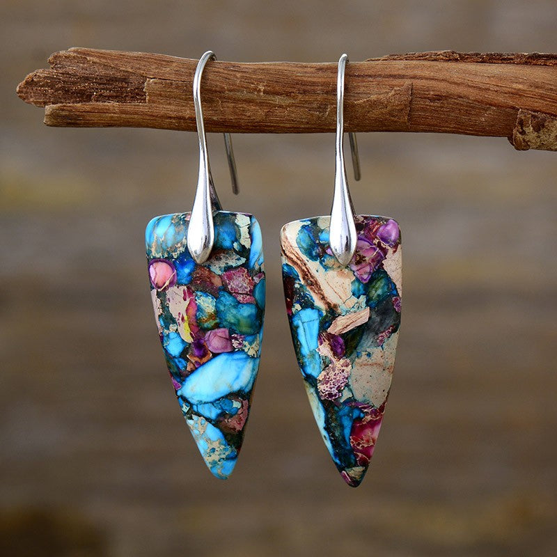 Boho Multicolor Stone Teardrop Earrings