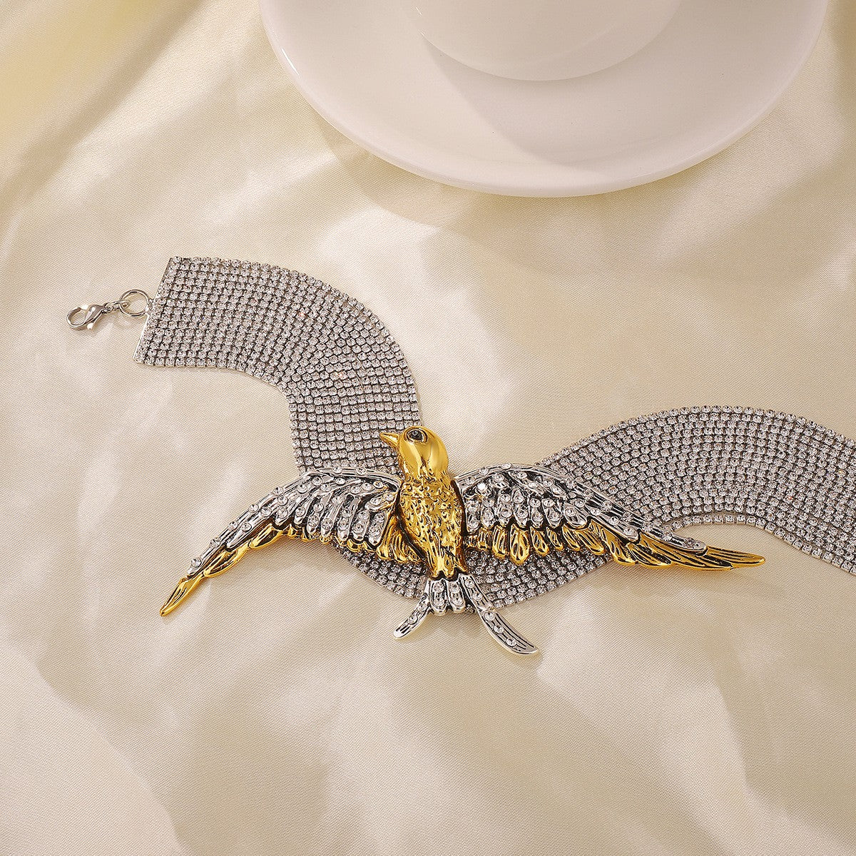 Elegant Multi-Strand Crystal Bird Choker