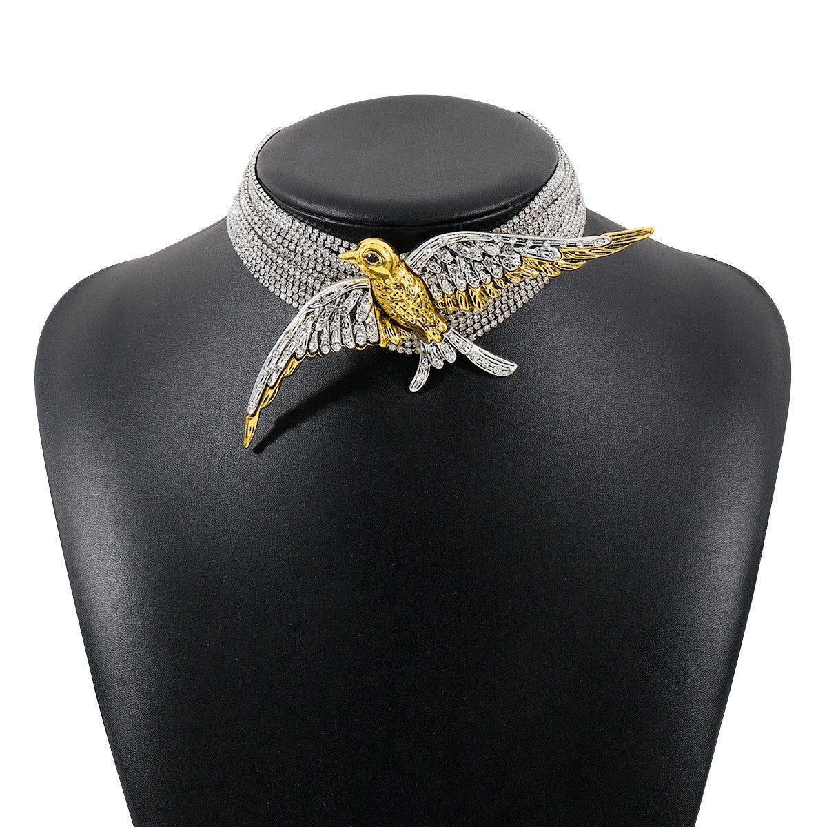 Elegant Multi-Strand Crystal Bird Choker