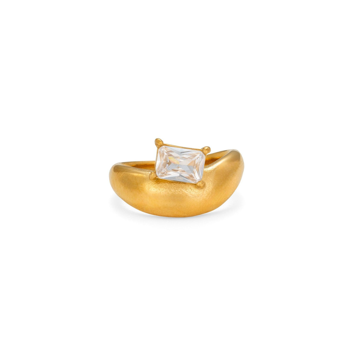 Classy Curved Baguette Zircon Ring