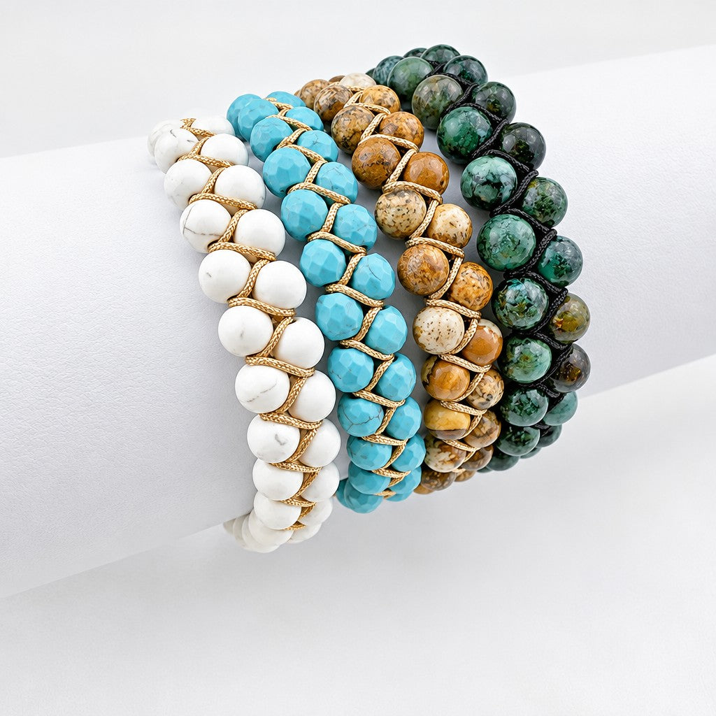 Boho Woven Multi-Stone Wrap Bracelet
