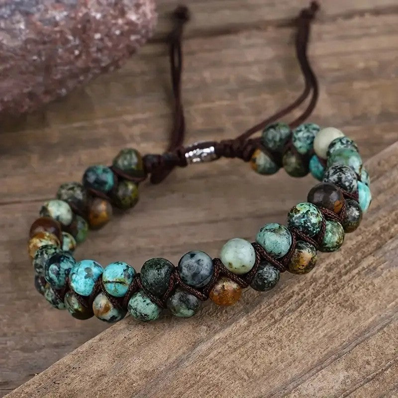 Boho Woven Multi-Stone Wrap Bracelet
