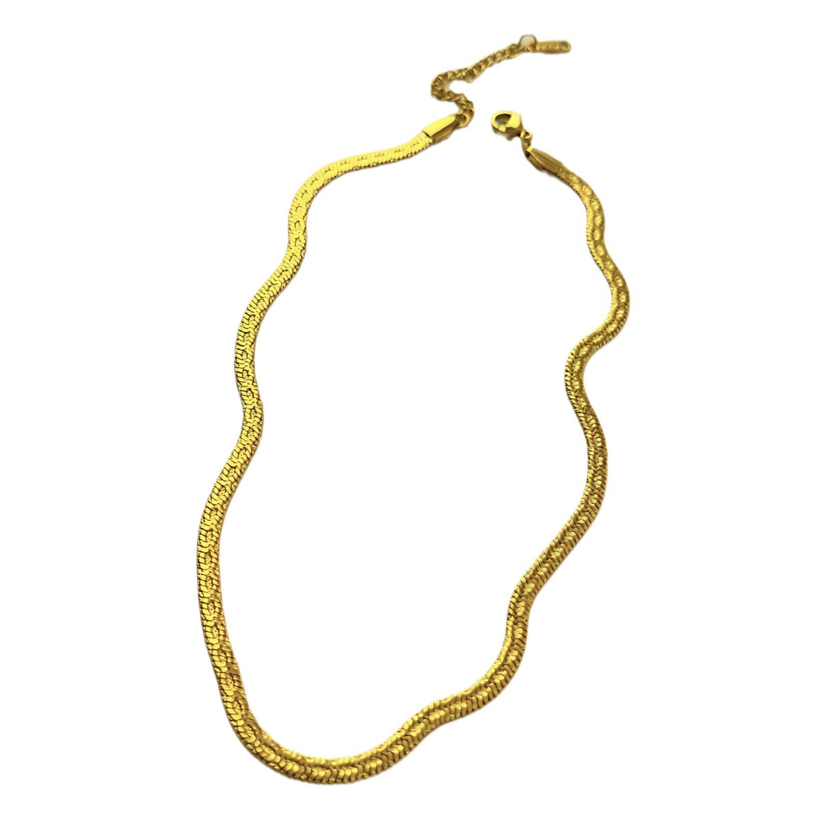 18k Vintage Textured Herringbone Necklace
