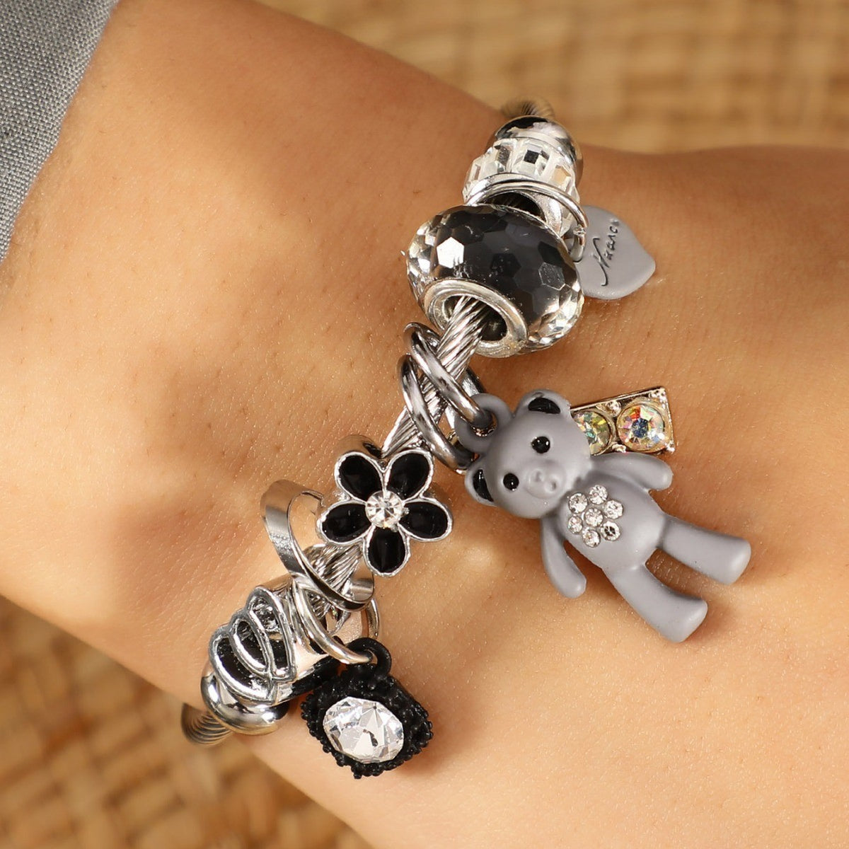 Classy Teddy Bear Charm Bracelet